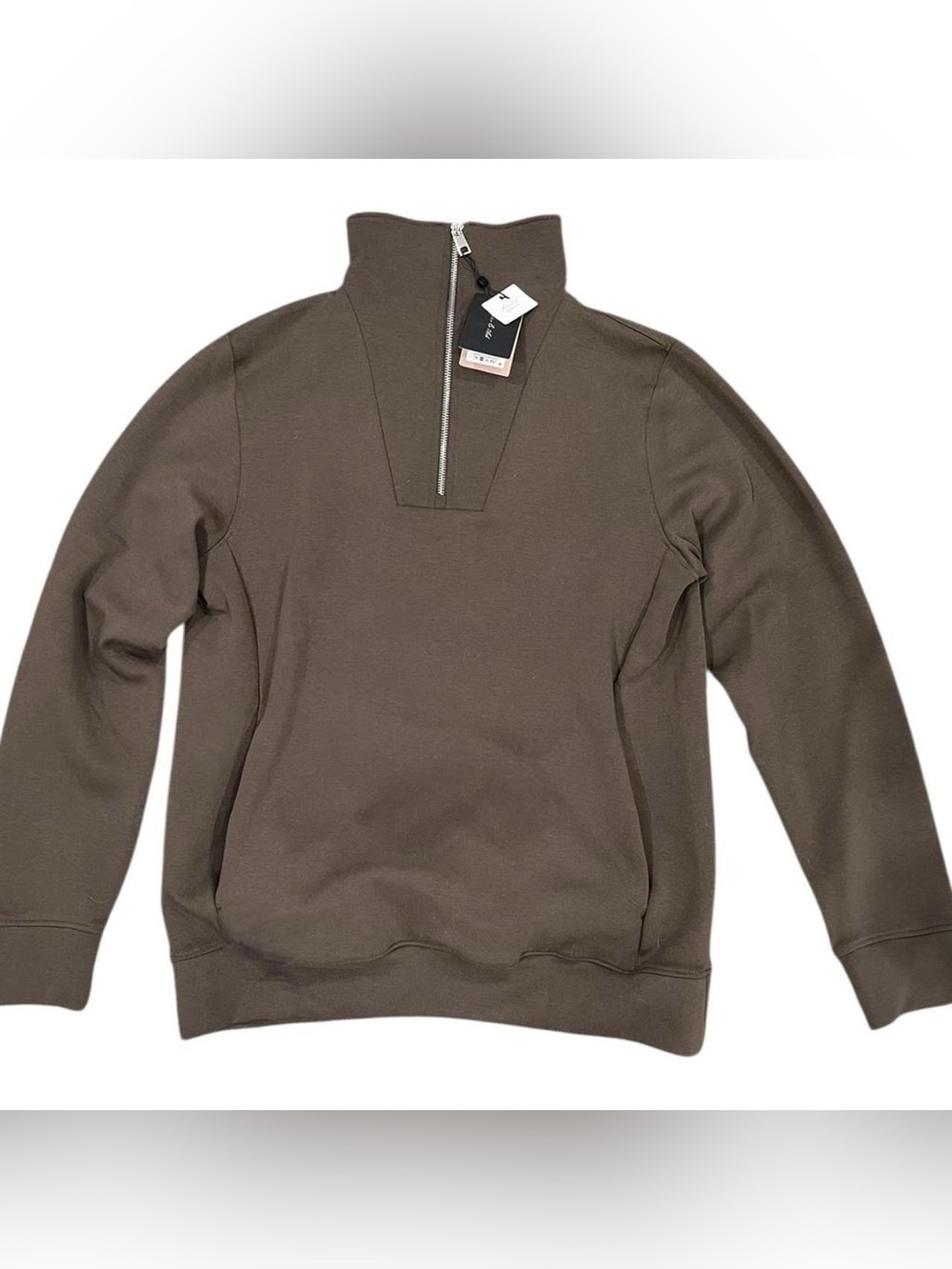 Ash Men's Zip-Neck Pullover Sweater - Brown